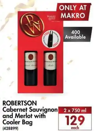 Makro’s liquor Robertson Cabernet Sauvignon and Merlot with Cooler Bag 2x750ml offer