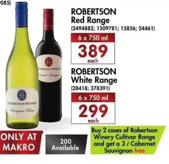 Makro’s liquor Robertson Red Range 6x750ml offer