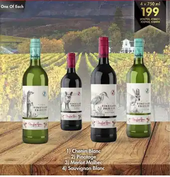 Makro’s liquor Chenin Blanc, Pinotage, Merlot Malbec, Sauvignon Blanc 4x750ml offer