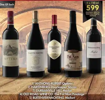 Anthonij Rupert, Hartenberg, Durbanville Hill, Old Road Wine CO., Buitenverwachting 5x750ml