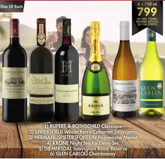 Makro’s liquor Rupert & Rothschild, Springfield, Hermanuspietersfontein, Krone, Diemersdal, Glen Carlou 6x750ml offer
