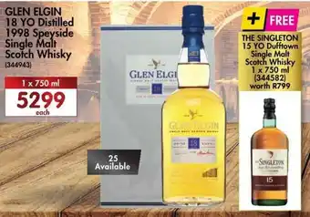 Makro’s liquor Glen Elgin 18 YO Distilled 1998 Speyside Single Malt Scotch Whisky 1x750ml offer