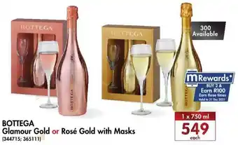 Makro’s liquor Bottega Glamar Gold or Rosé Gold with Masks 1x750ml offer