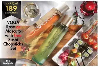 Voga Rosé or Moscato with Free Sushi Chopsticks Set 1x750ml