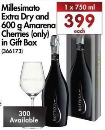 Makro’s liquor Millesimato Extra Dry and 600g Amarena Cherries in Gift Box 1x750ml offer