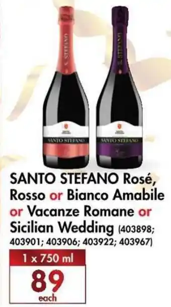 Makro’s liquor Santo Stefano Rosé Rosso or Bianco Amabile or Vacanze Romane or Sicilian Wedding 1x750ml offer