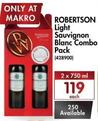Makro’s liquor Robertson Light Sauvignon Blanc Combo Pack 2x750ml offer