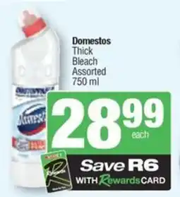 Spar Domestos Thick Bleach Assorted offer
