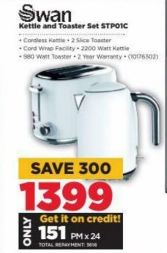Swan Kettle and Toaster Set STP01C