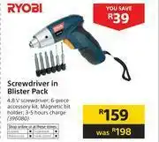 Builders Warehouse Ryobi Screwdriver In Blister Pack offer