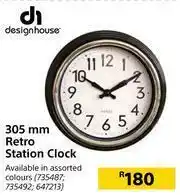Builders Warehouse Design House 305mm Retro Station Clock offer