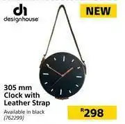 Builders Warehouse Design House 305mm Clock With Leather Strap offer