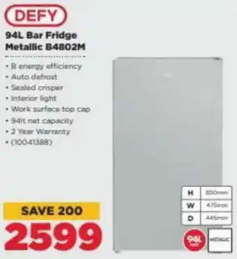 HiFi Corp Defy Bar Fridge Metallic B4802M offer