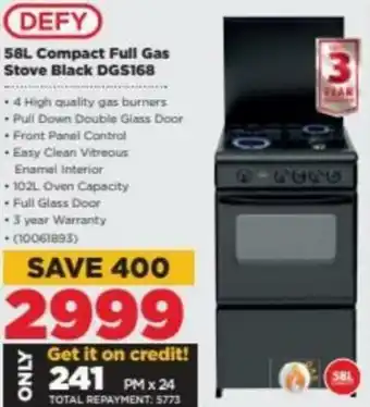 HiFi Corp Defy Compact Full Gas Stove Black 58L DGS168 offer