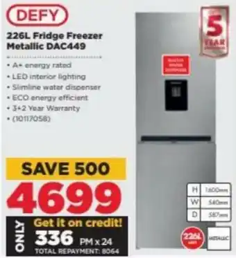 HiFi Corp Defy Fridge Freezer Metallic 226L DAC449 offer