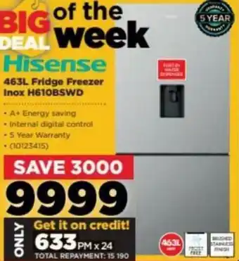HiFi Corp Hisense Fridge Freezer Inox 463L H610BSWD offer