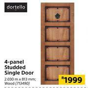 Builders Warehouse Dortello 4 Panel Studded Single Door-2030m x 813mm offer