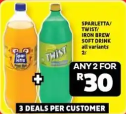 Usave Sparletta/ twist/ iron brew soft drink offer