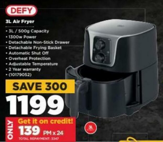 Defy Air Fryer 3L offer at HiFi Corp