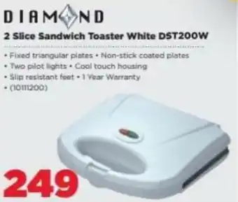 HiFi Corp Diamond 2 Slice Sandwich Toaster White DST200W offer
