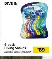 Builders Warehouse Dive In 4 Pack Diving Snakes (Assorted Colours) offer
