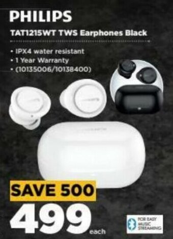 HiFi Corp Philips TAT1215WT TWS Earphones Black offer