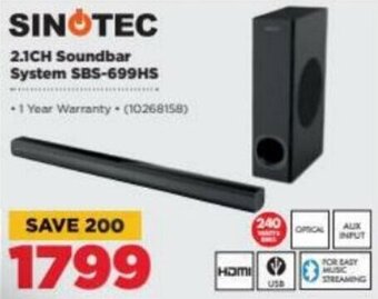 HiFi Corp Sinotec 2.1CH Soundbar system SBS-699HS offer