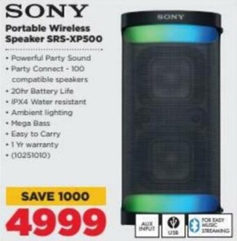 HiFi Corp Sony Portable Wireless Speaker SRS-XP500 offer