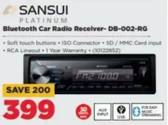 HiFi Corp Sansui Bluetooth Car Radio Receiver DB-002-RG offer