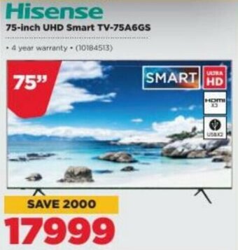 HiFi Corp Hisense 75-inch UHD Smart TV-75A6GS offer