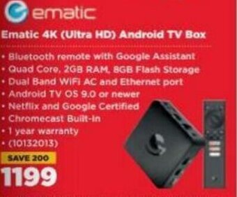 HiFi Corp Ematic 4K Android TV Box offer