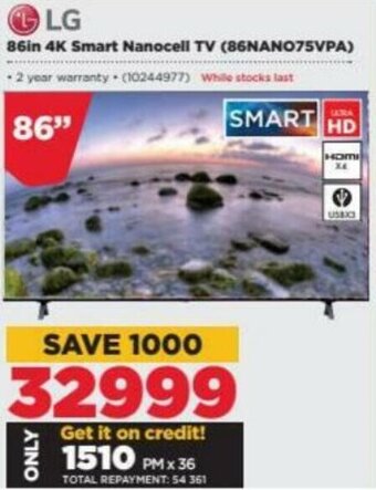 HiFi Corp LG 86-inch 4K Smart Nanocell TV-86NANO75VPA offer