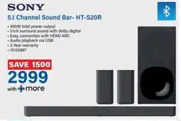 Incredible Connection SONY 5.1 Channel Sound Bar-HT-S20R offer