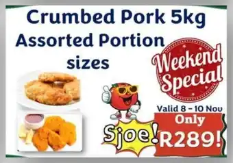 Foodeez Crumbed Pork Assorted Portion sizes offer