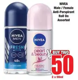 Boxer NIVEA Male/Female Anti-Perspirant Roll On Assorted offer