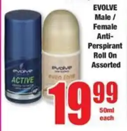 Boxer EVOLVE Male/ Female Anti-Perspirant Roll On Assorted offer