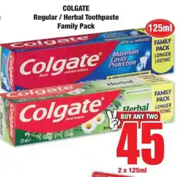 Boxer COLGATE Regular/ Herbal Toothpaste Family Pack offer