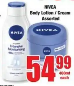 Boxer NIVEA Body Lotion/ Cream Assorted offer