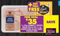 Shoprite Farmbest chicken braai pack & get robertsons rajah curry powder free offer