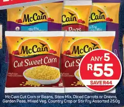 Pick n Pay McCain Cut Corn or Beans, Stew Mix, Diced Carrots or Onions, Garden Peas, Mixed Veg, Country Crop or Stir Fry Assorted offer