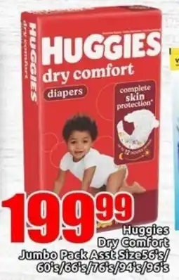 Three Star Cash and Carry Huggies Dry Comfort Jumbo Pack Asst offer