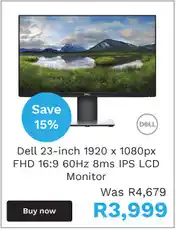 First Shop Dell 23-Inch 1920 x 1080px FHD 16:9 60Hz 8ms IPS LCD Monitor offer