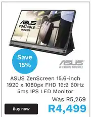 First Shop Asus ZenScreen 15.6-Inch 1920 x 1080px FHD 16:9 60Hz 5ms IPS LED Monitor offer