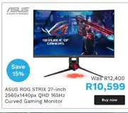 Asus ROG STRIX 27-Inch 2560 x 1440px QHD 165Hz Curved Gaming Monitor