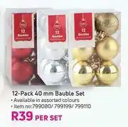 Game 12 Pack 40mm Bauble Set-Per Set offer