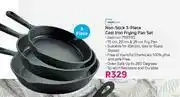 Game Mainstays Non Stick 3 Piece Cast Iron Frying Pan Set offer