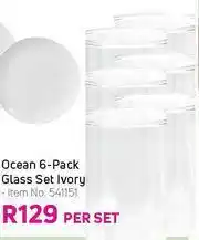 Ocean 6 Pack Glass Set Ivory-Per Set