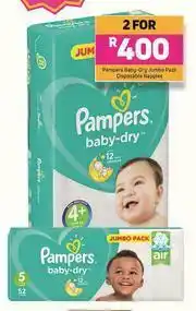 Game Pampers Baby Dry Jumbo Pack Disposable Nappies-For 2 offer