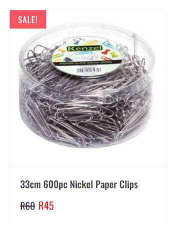 33cm 600pc Nickel Paper Clips
