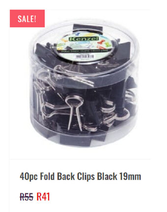 CNA 40pc Fold Back Clips Black 19mm offer